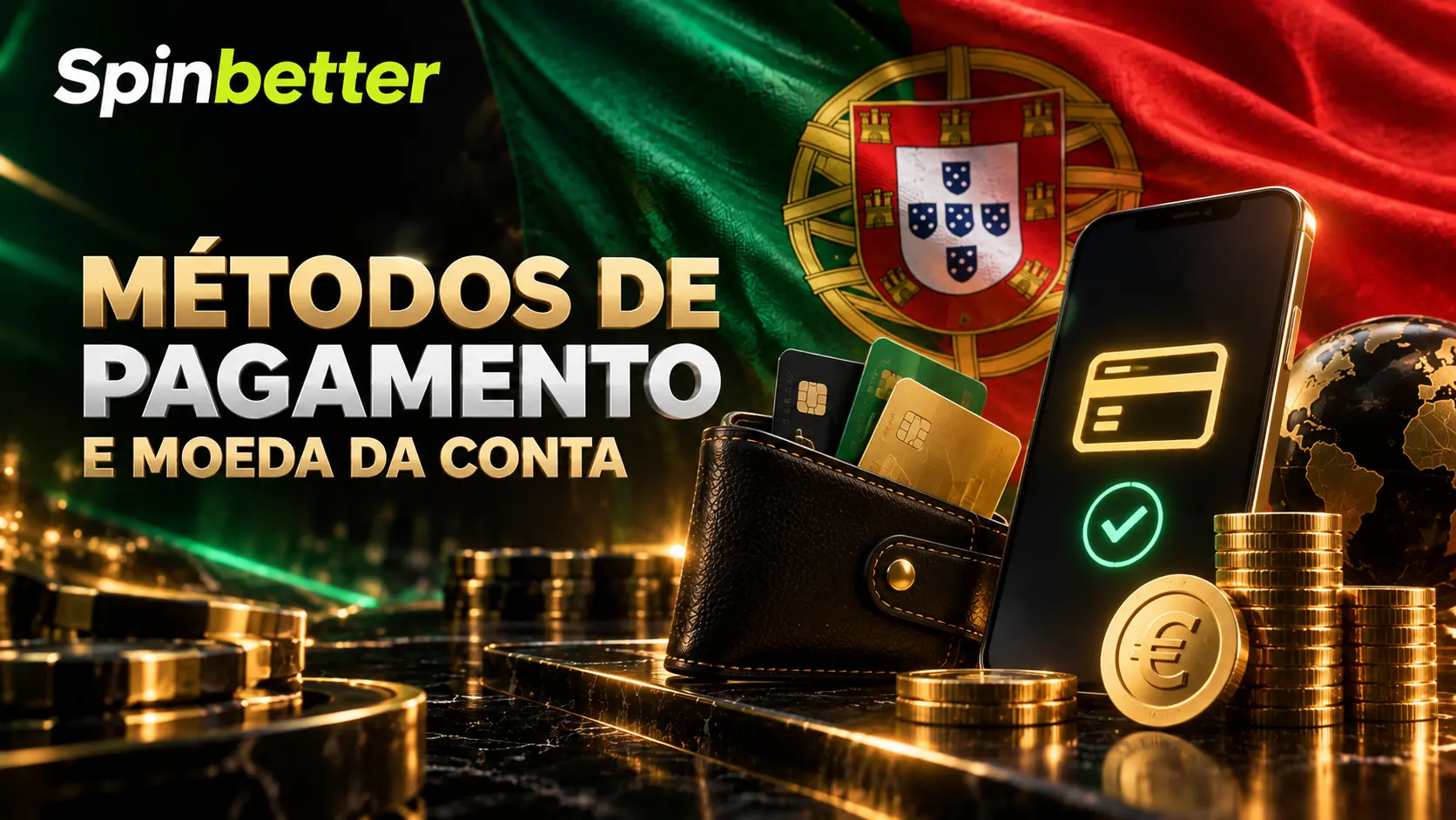 Métodos de pagamento aceites e a moeda escolhida para a conta