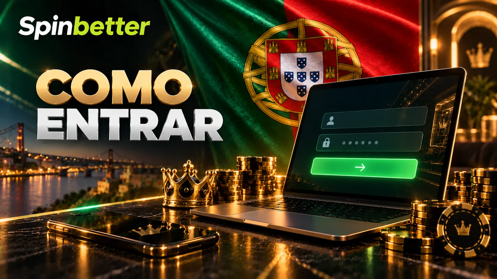 Ecrã de entrada na conta com campos de utilizador e palavra-passe